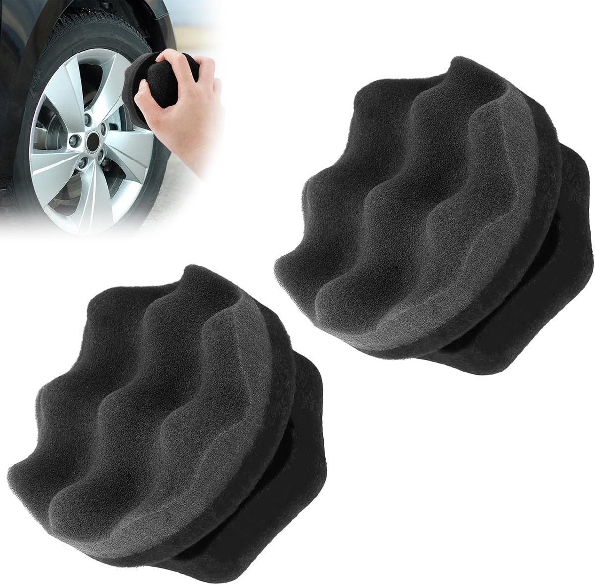 SnelShoppen - Pack van 2 Band Gloss Applicator Pads, Hex Grip Band Gloss Spons, Tire Shine Applicator, Auto Onderhoudspons voor Polijsten, Reinigen en