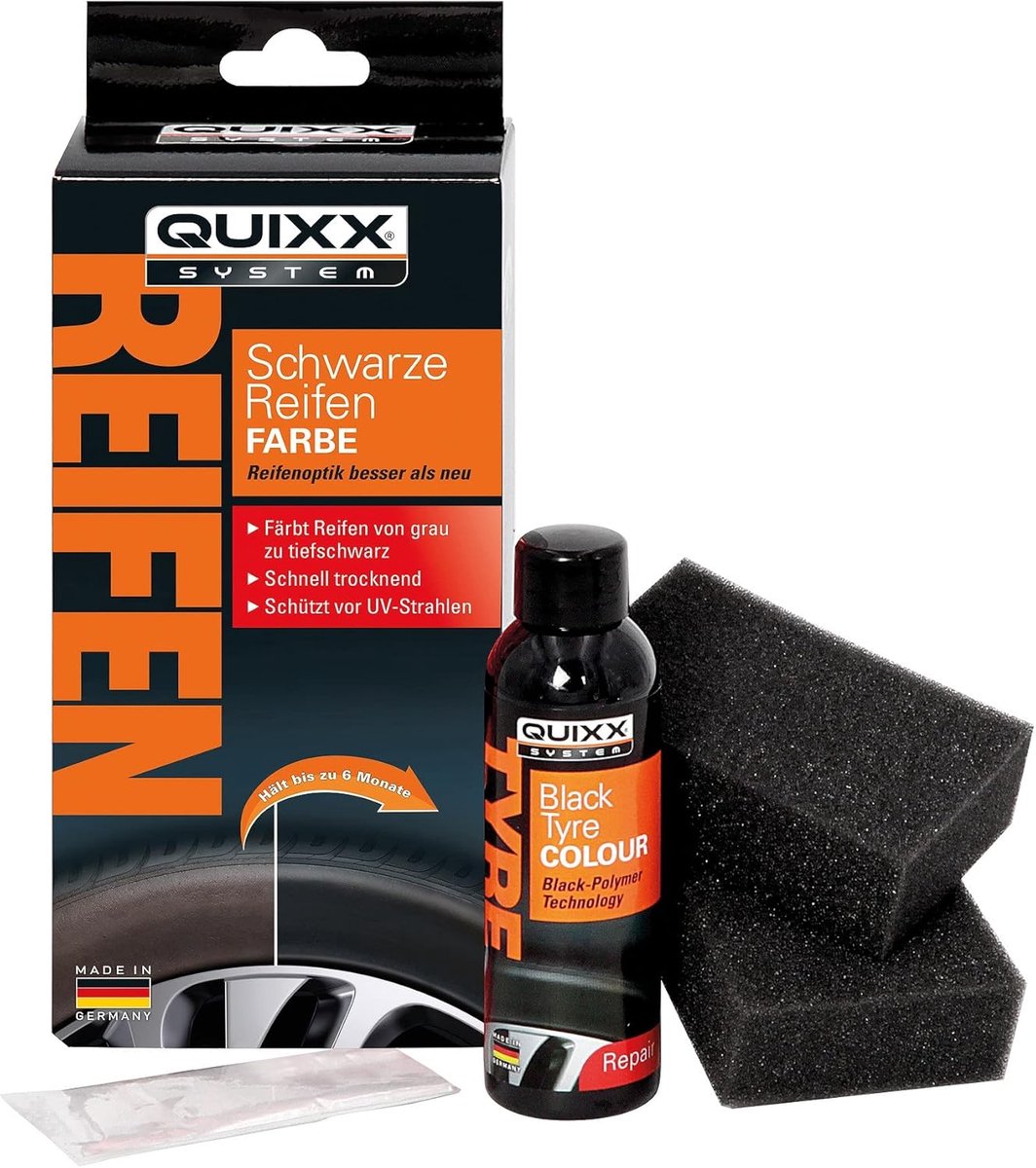 SnelShoppen - Tyre Colour Black 75ml | Faded Tyres Herstellen | Glanzende Zwarte Bandenkleur | Inclusief 2 Sponsen en Handschoenen | Bandenzorg en Ond