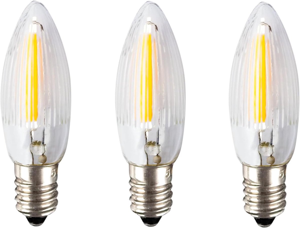 SnelShoppen - LED Kaarsen Vervangset 3 Stuks - Golf Kaarsen voor Kerstboom - Voor Binnen en Buiten - E10/12V/0.3W/17 Lumen - Perfect voor Feestverlich