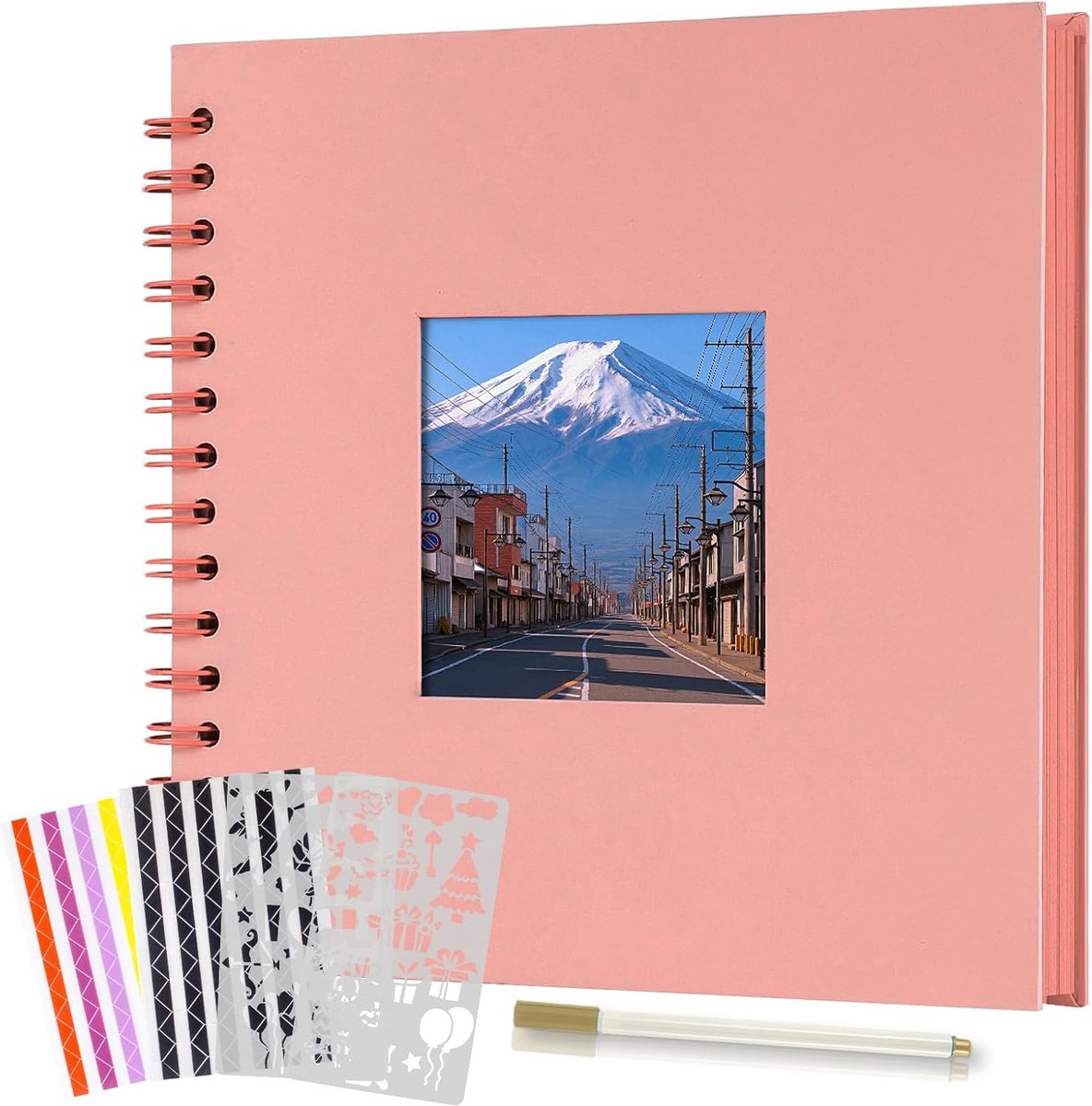 SnelShoppen - 21x21 cm DIY Fotoalbum Scrapbook met 40 Pagina's, Hard Cover, Roze, Perfect voor Baby, Verjaardag, Valentijn, Kerst
