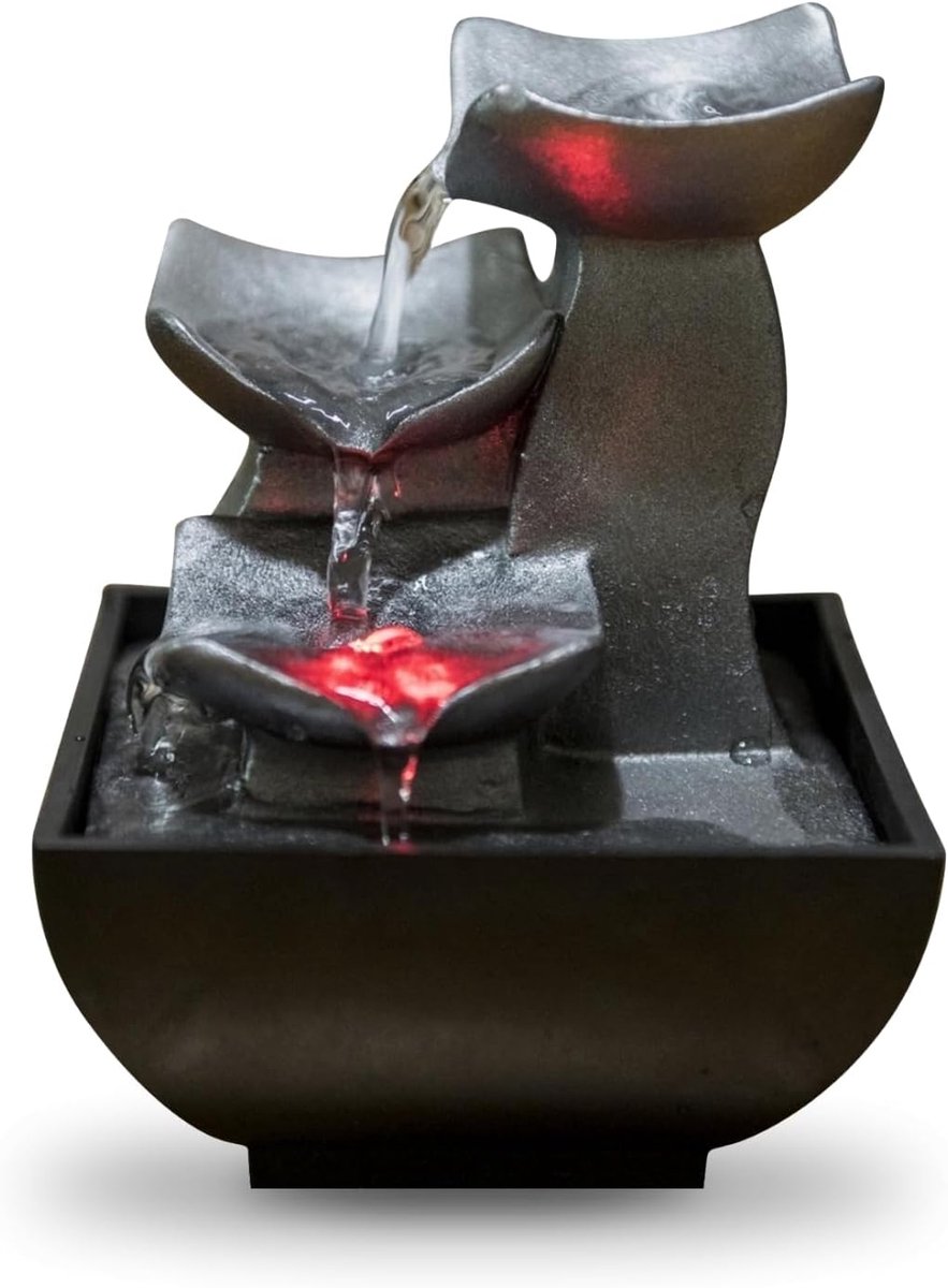SnelShoppen - ZenLight Boro Waterfall Zen Relaxing Room Fountain met Kleurrijke LED Verlichting - Indoor Waterfontein voor Woonkamer, Slaapkamer en Ka