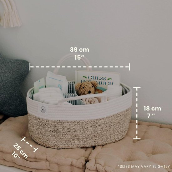 Bruine Caddy Organizer - Baby Caddy voor pasgeboren luiers - Luier Caddy voor Baby Toiletartikelen & Luiers - Babycommode & Luier Organizer - Veranderende Caddy & Opbergorganizer van KiddyBoo — afbeelding 3