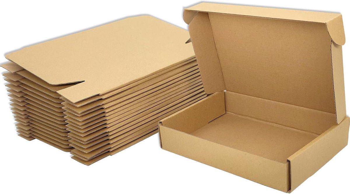 SnelShoppen - Kleine Verzending Dozen 200x140x40mm Bruin Karton, Verzenddozen voor Verpakking, Verzending en Cadeauverpakking - Set van 25