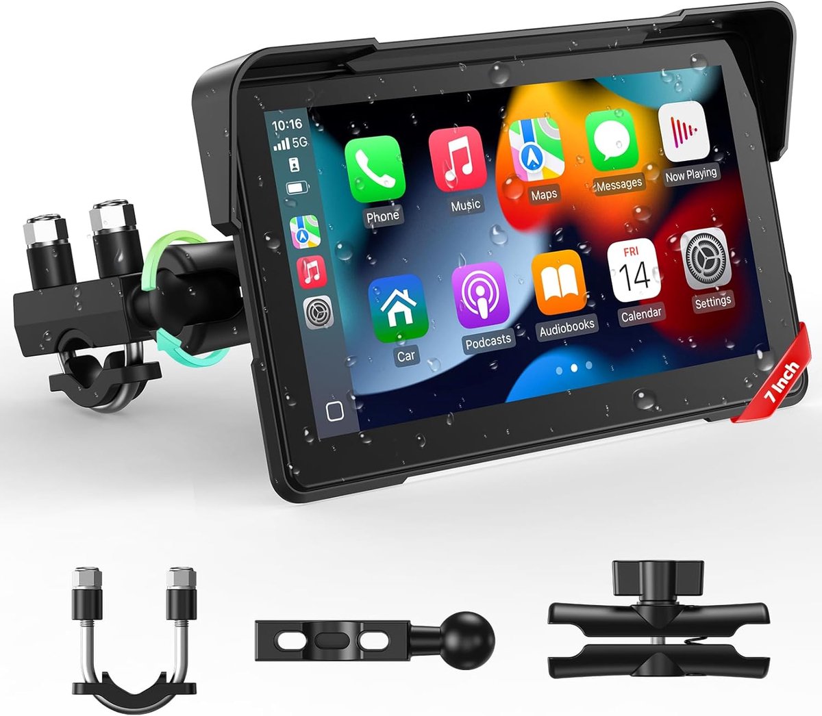 SnelShoppen - Draadloos Motorfiets CarPlay en Android Auto Scherm, 7 Inch Waterdicht Touchscreen met Navigatie, Bluetooth, Siri/G00gle-assistent