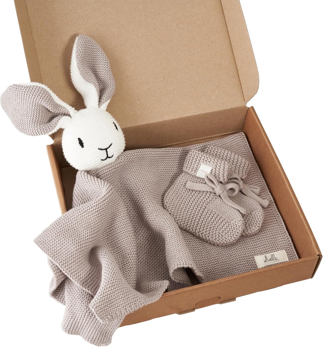SnelShoppen - Cuddle Cloth 'Haas' met Sokken - Premium Knuffeldeken van Organisch Katoen - Velvety Soft en Ademend - 40x40 cm - Oeko-TEX en GOTS Gecer
