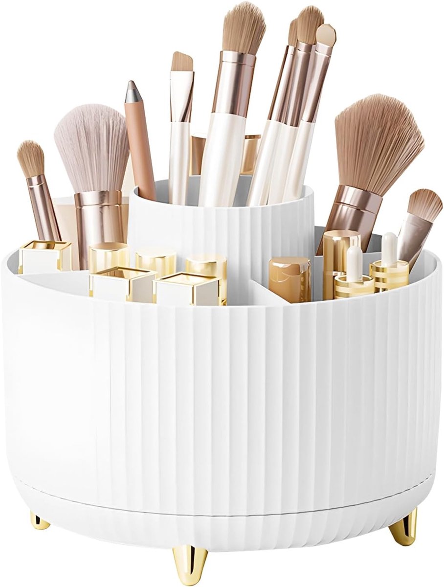 SnelShoppen - Makeup Organizer 360° Rotating - Grote Skincare Makeup Brush Holder - Duurzaam ABS - Badkamer Make Up Container - Perfect voor Snel Toeg