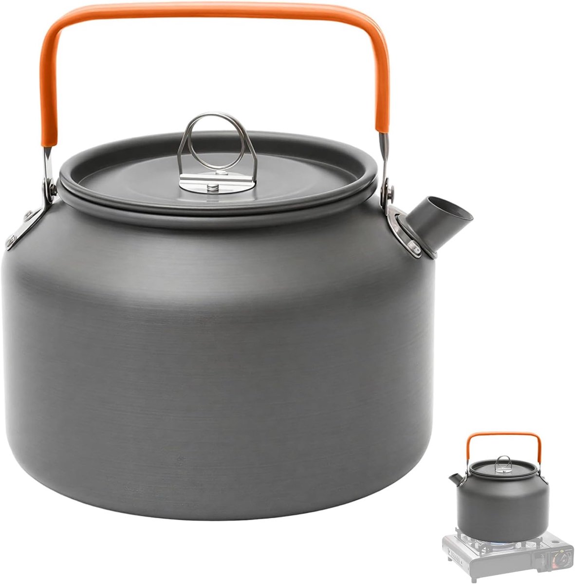 SnelShoppen - Camping Waterkoker 1,8L - Ultralichte Aluminium Theeketel met Draagtas en Anti-Hete Handgreep - Draagbare Waterkoker voor 1-2 Personen -