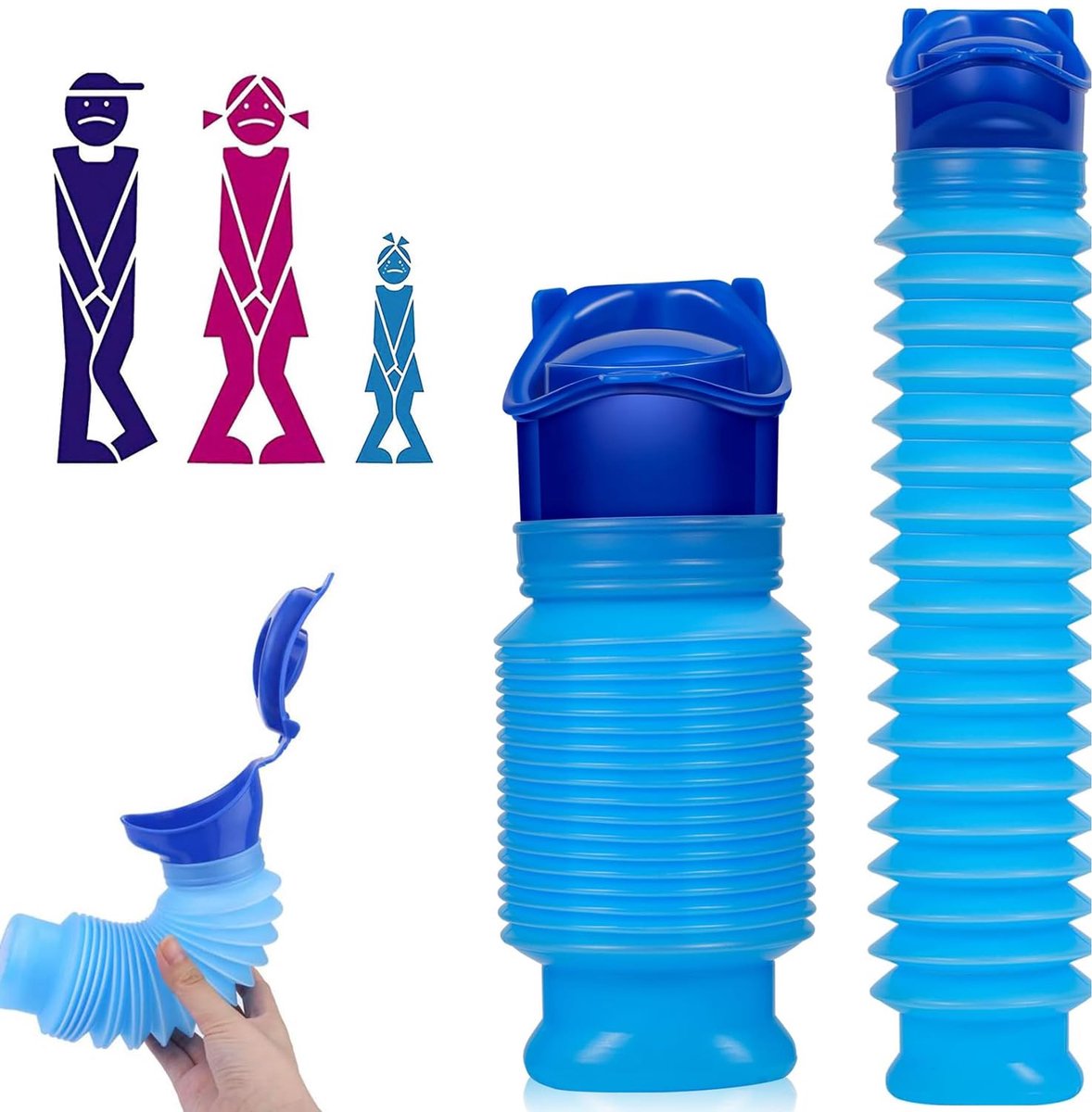 SnelShoppen - 2x Draagbare Noodurinalen 750ml voor Mannen en Vrouwen - Mobiele Toiletpotje voor Camping, Hiking en Auto - Herbruikbaar en Makkelijk Sc