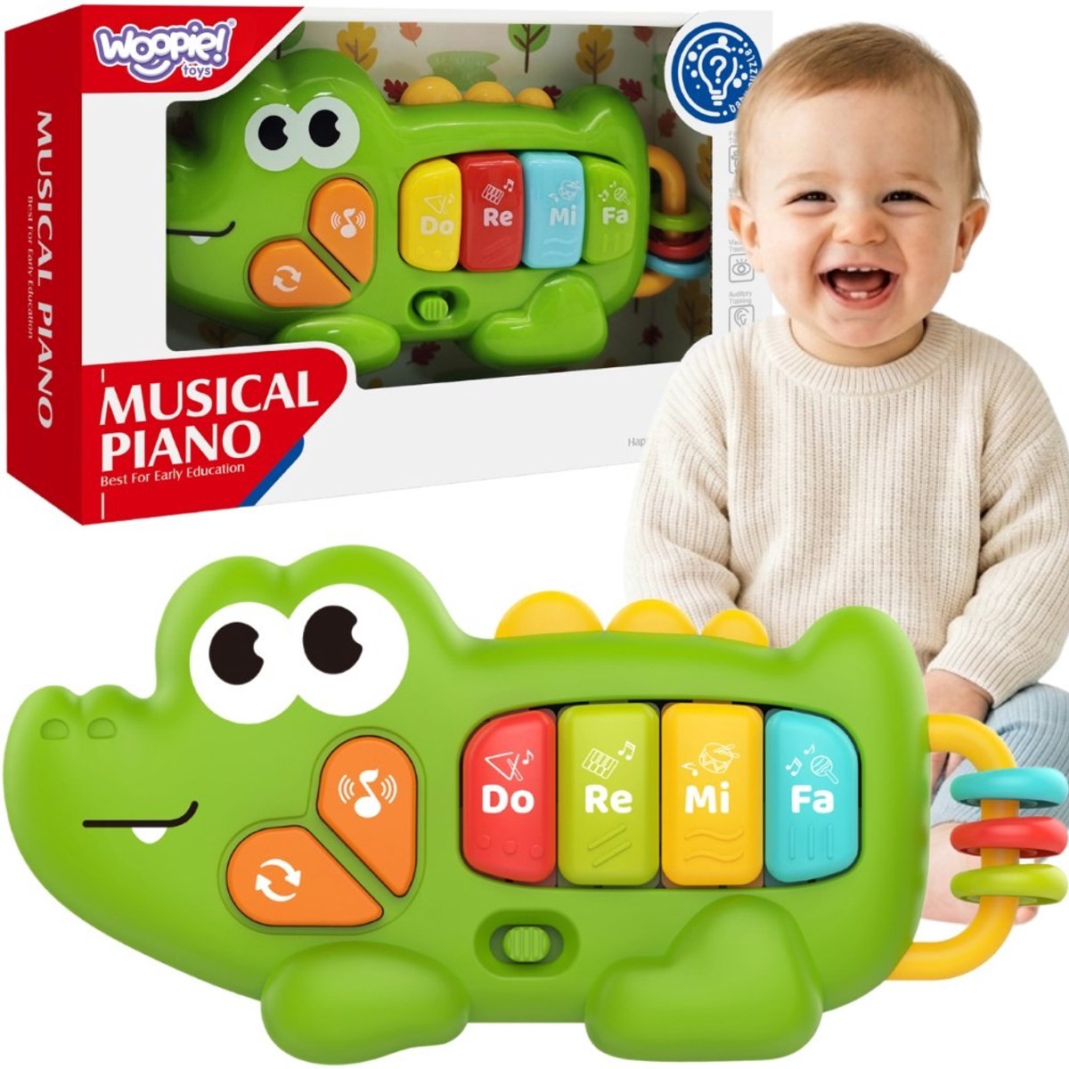 Woopie Baby Interactieve Piano Krokodil Orgel Muziekgeluiden Licht 18m+