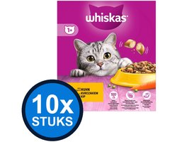 10x Whiskas - 1+ droog adult kip 800gr - Kattenvoer - 800 g