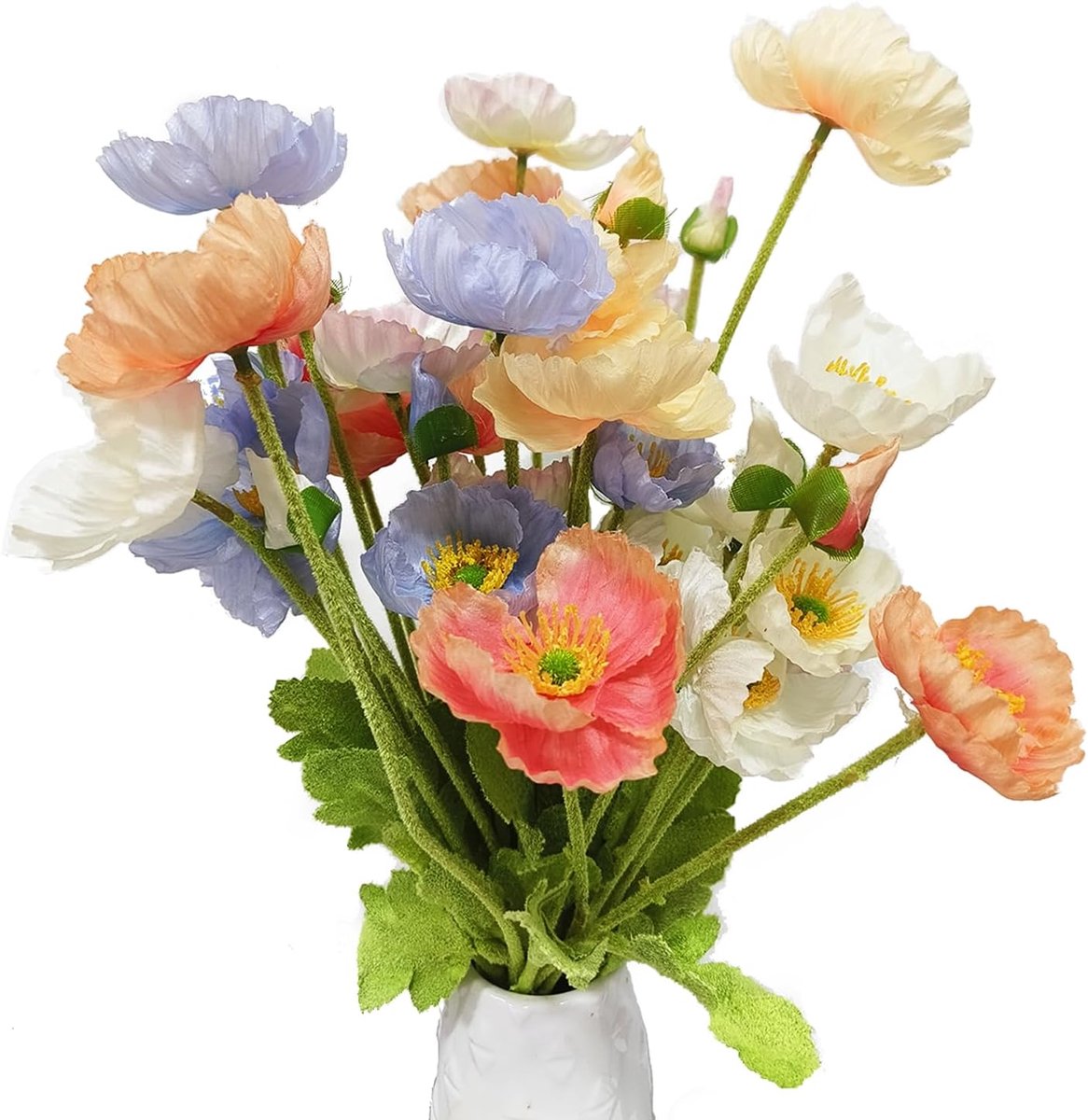 SnelShoppen - Kunstbloemen Klaprozen 8 Stuks Zijde - Elegante Gemengde Kleuren - 60 cm Hoog - Ideaal voor Bruiloft, Tuin, Terras, Thuiskantoor Decorat