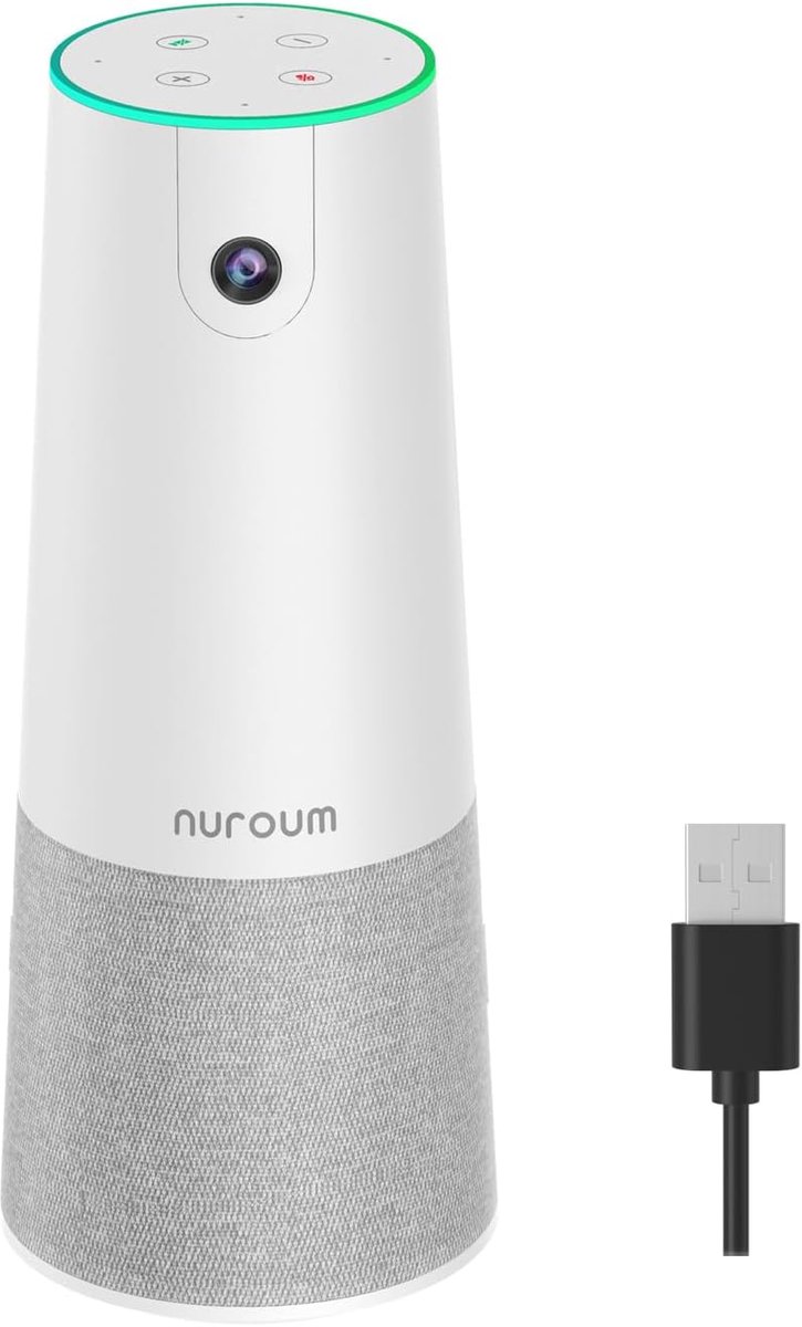 SnelShoppen - Nuroum C20 All-in-One Webcam met Microfoon en Luidspreker, 1080p Full HD, 100° Groothoek, AI-Ruisonderdrukking, USB Plug & Play voor Win