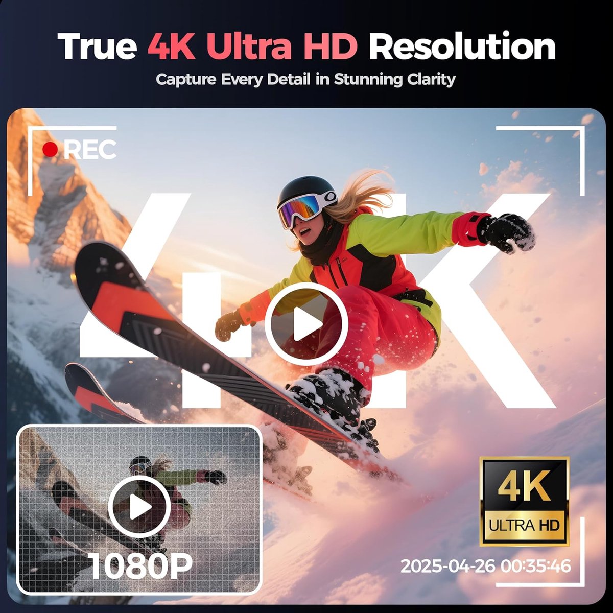 SnelShoppen - 4K Digitale Camera Roze voor Tieners - 64 MP Vlogging Camera met Flip Screen, 16x Zoom - Compacte Fotografie Camera voor Kinderen en You thumbnail 2