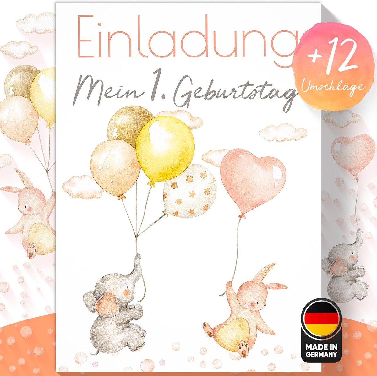 SnelShoppen - Uitnodigingskaarten Ballon Party Olifant Kinderverjaardag - In te vullen Uitnodigingen voor Jongens en Meisjes - Perfect voor Verjaardag