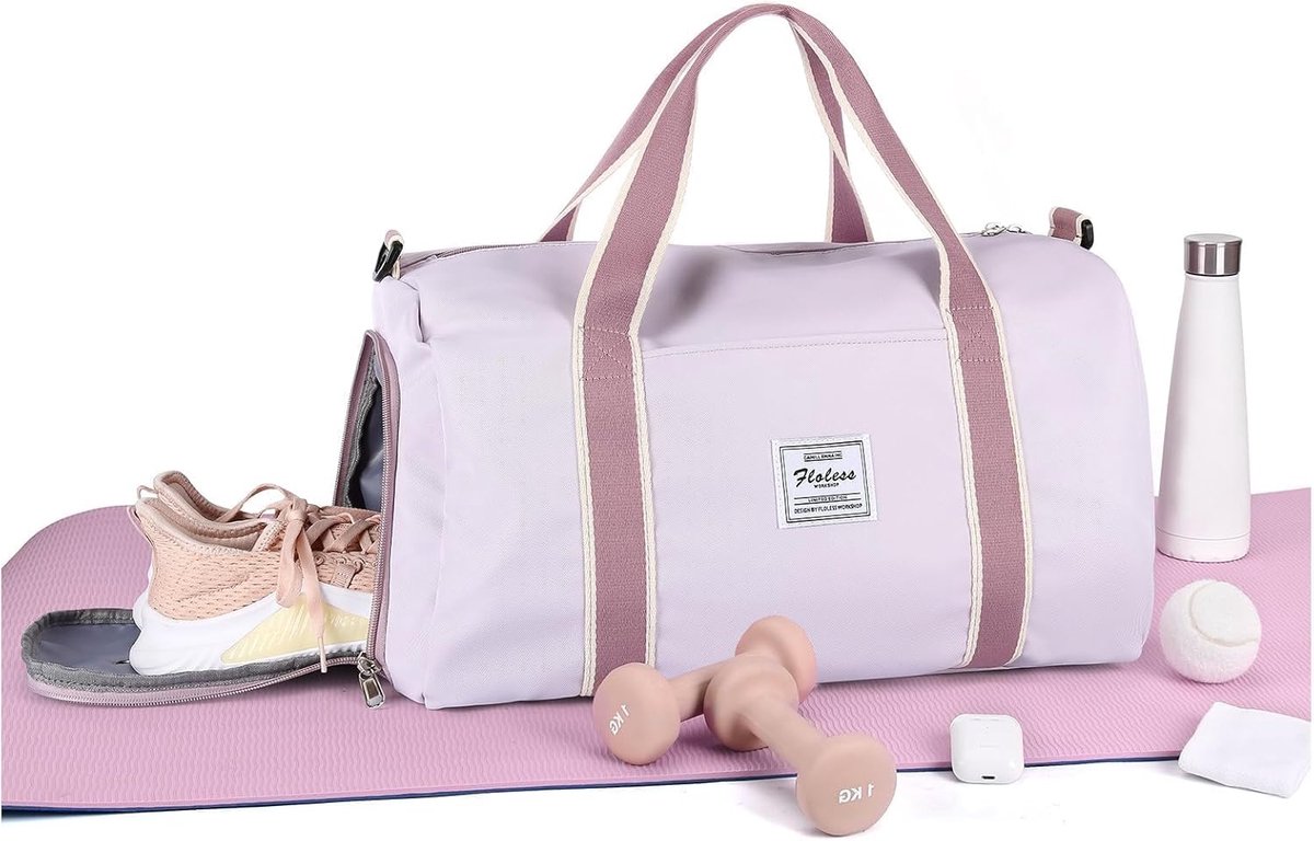SnelShoppen - Travel Bag Dames Sporttas Weekendtas Waterproof Fitness Bag met Schoencompartiment 10.63" x 17.32" x 7.87" Paars