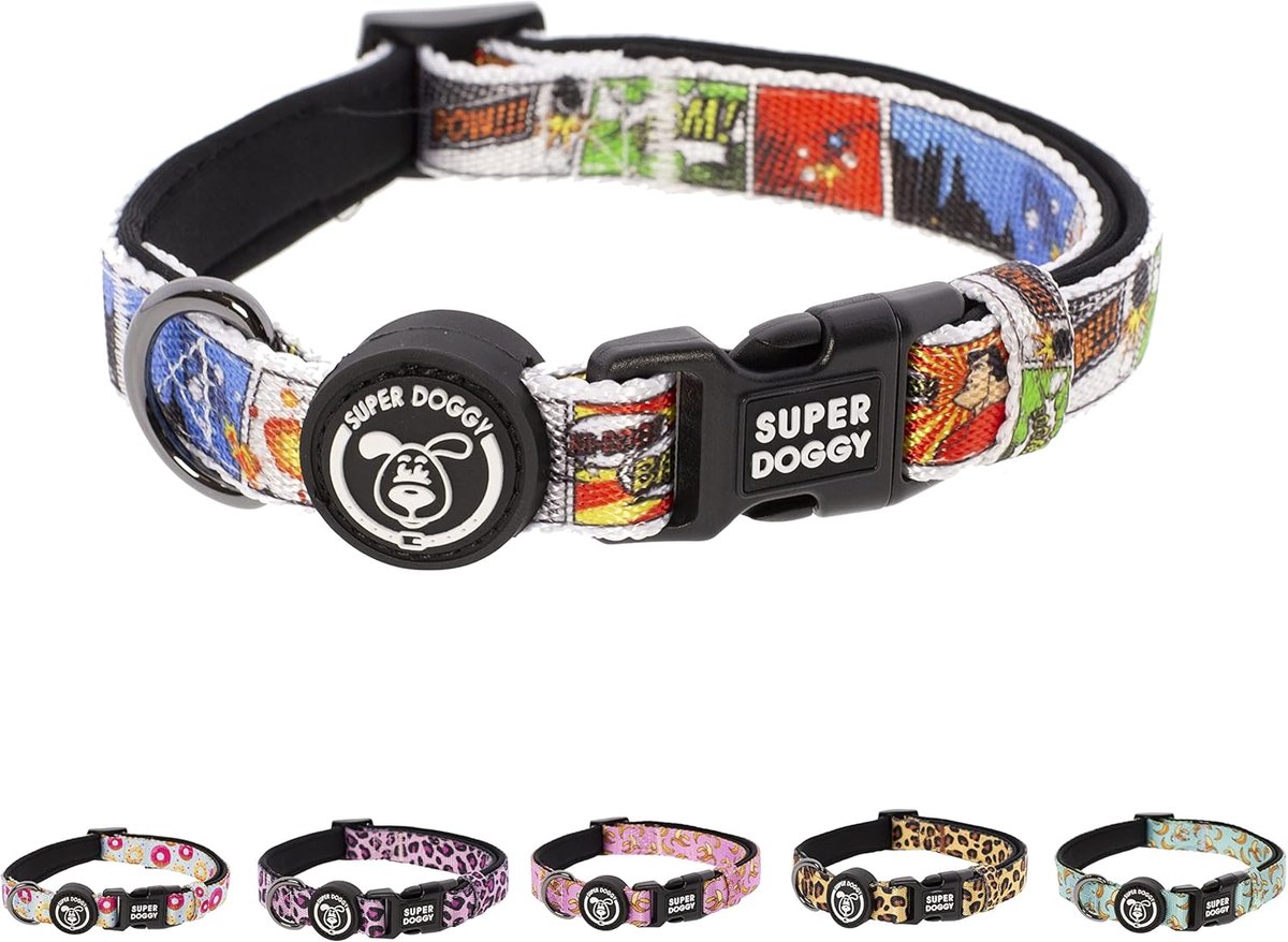 SnelShoppen - Verstelbare Hondenhalsband voor Kleine, Middelgrote en Grote Honden - Gewatteerde Nylon Halsband met Mode Ontwerp - Ideaal voor Wandelen