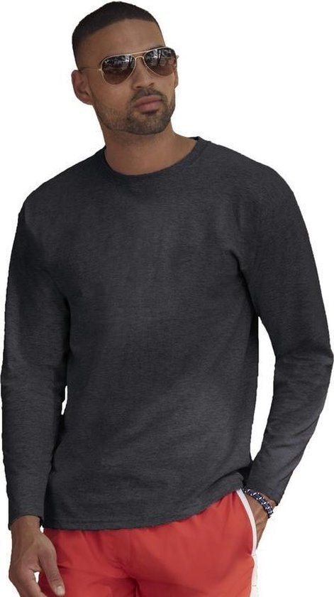 Chemise basique à manches longues / manches longues gris foncé pour homme - Vêtements homme chemises gris foncé S (36/48)
