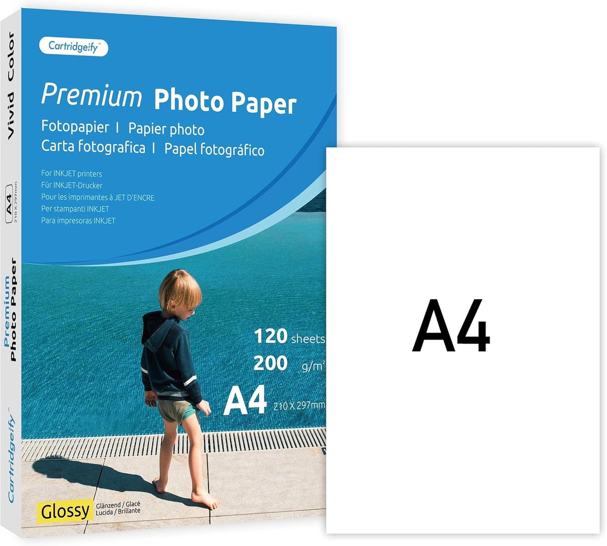 SnelShoppen - Inkjet Fotopapier Hoogglanzend A4 200 g/m² - 120 Vel - Voor Canon HP Epson Brother - Fotoprints, Presentaties, Hobby's