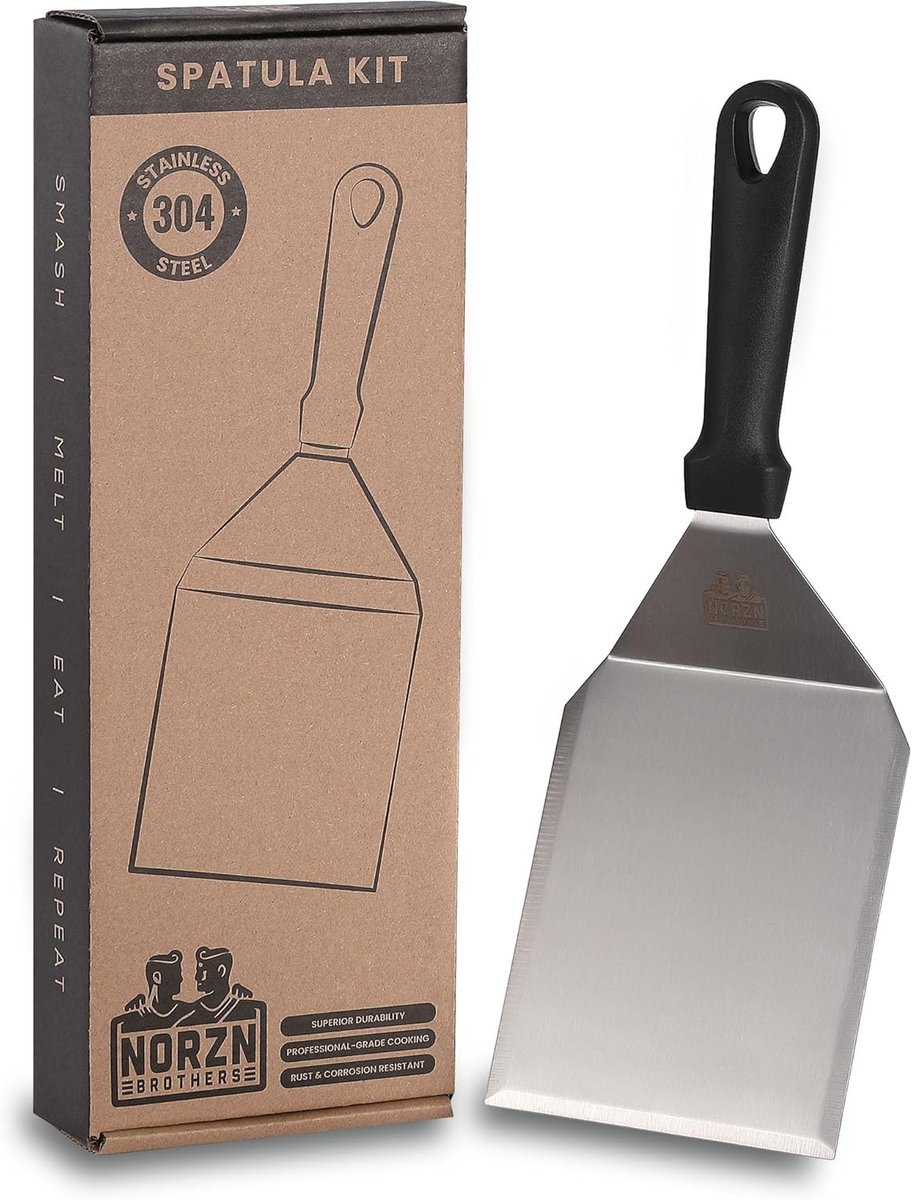 SnelShoppen - Grill Spatula - 304 RVS Hamburger Grill Spatel - Ergonomische BBQ Flipper voor Teppanyaki, Keuken, Tuin - 10 Jaar Garantie