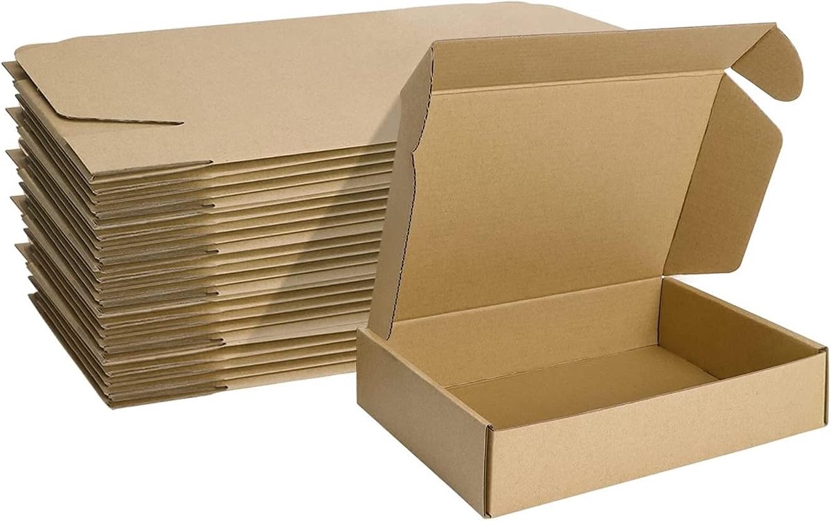 SnelShoppen - Vouwbare Verzending Dozen 229x153x51mm, 25 Stuks, Bruin Kraft Karton, Perfect voor Cadeaus, Post, Kaarsen, Opslag, Feesten
