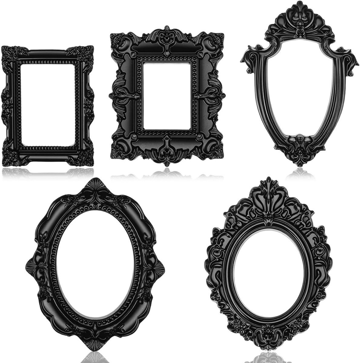 SnelShoppen - 5 Stuks Mini Vintage Foto Frames - Kleine Antieke Houten Fotolijsten - Retro Design - Perfect voor Thuisdecoratie en Speciale Gelegenhed