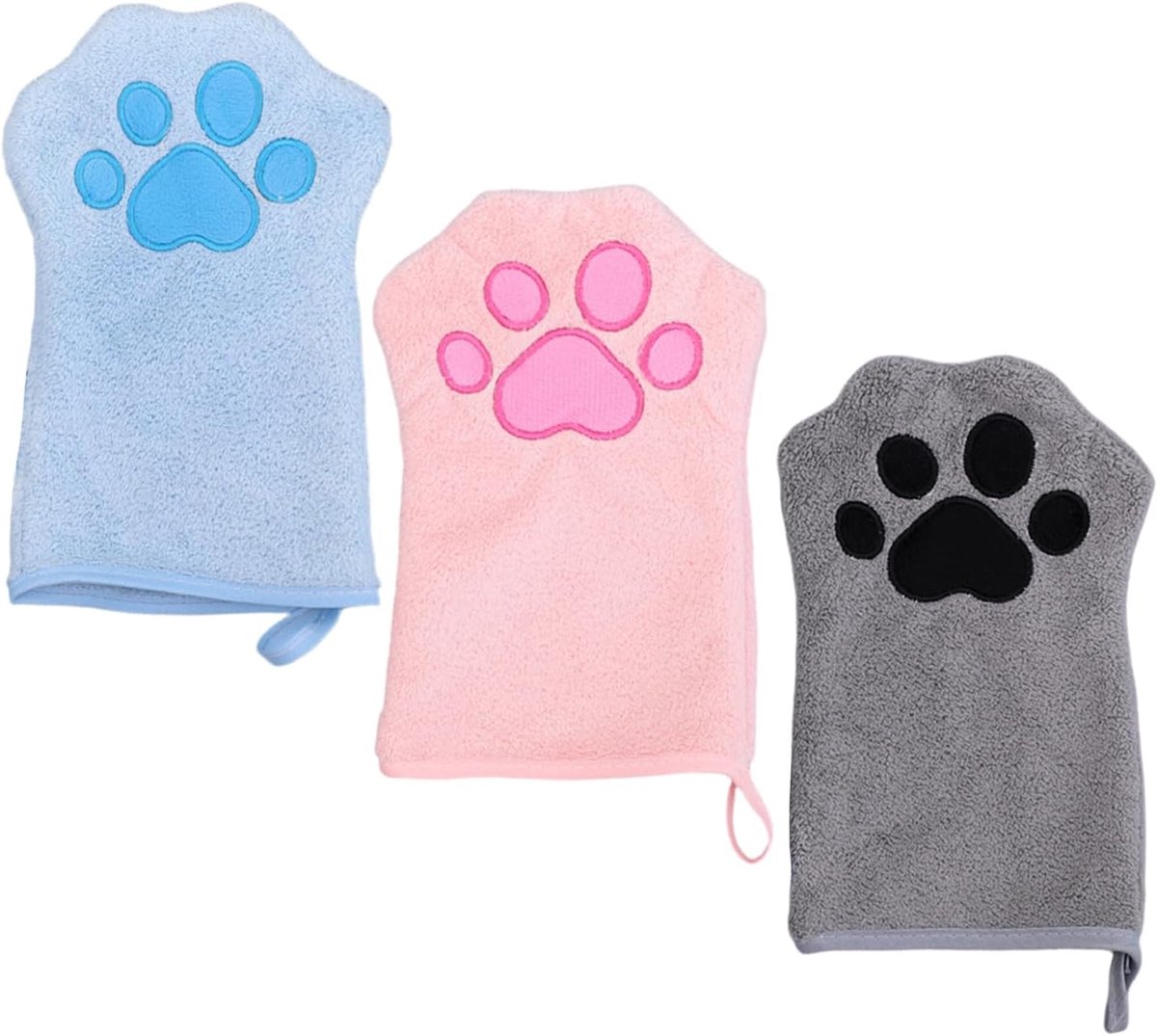 SnelShoppen - 3 Stuks Glove Style Handdoeken voor Huisdieren, Sneldrogend en Absorberend, Coral Velours, Perfect voor Dierenverzorging, Schoonmaak en