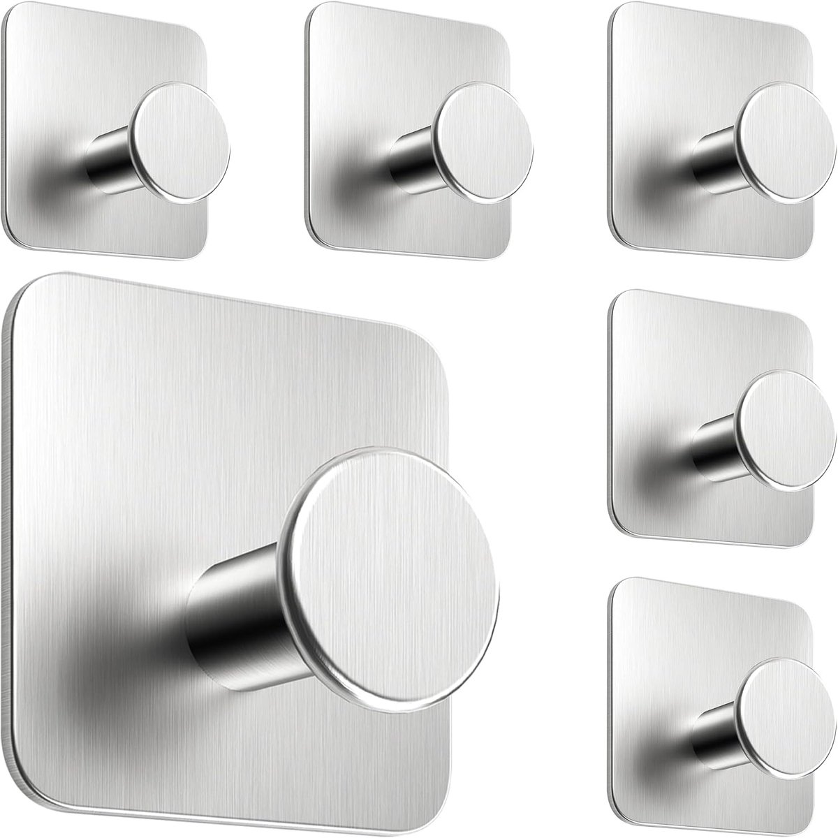 SnelShoppen - Towel Hooks Zonder Boren - 5 Stuks Zelfklevende Handdoek Haken, Roestvrij, Modern Ontwerp, Sterke 3M Hechting, Tot 10 kg, Badkamer Acces