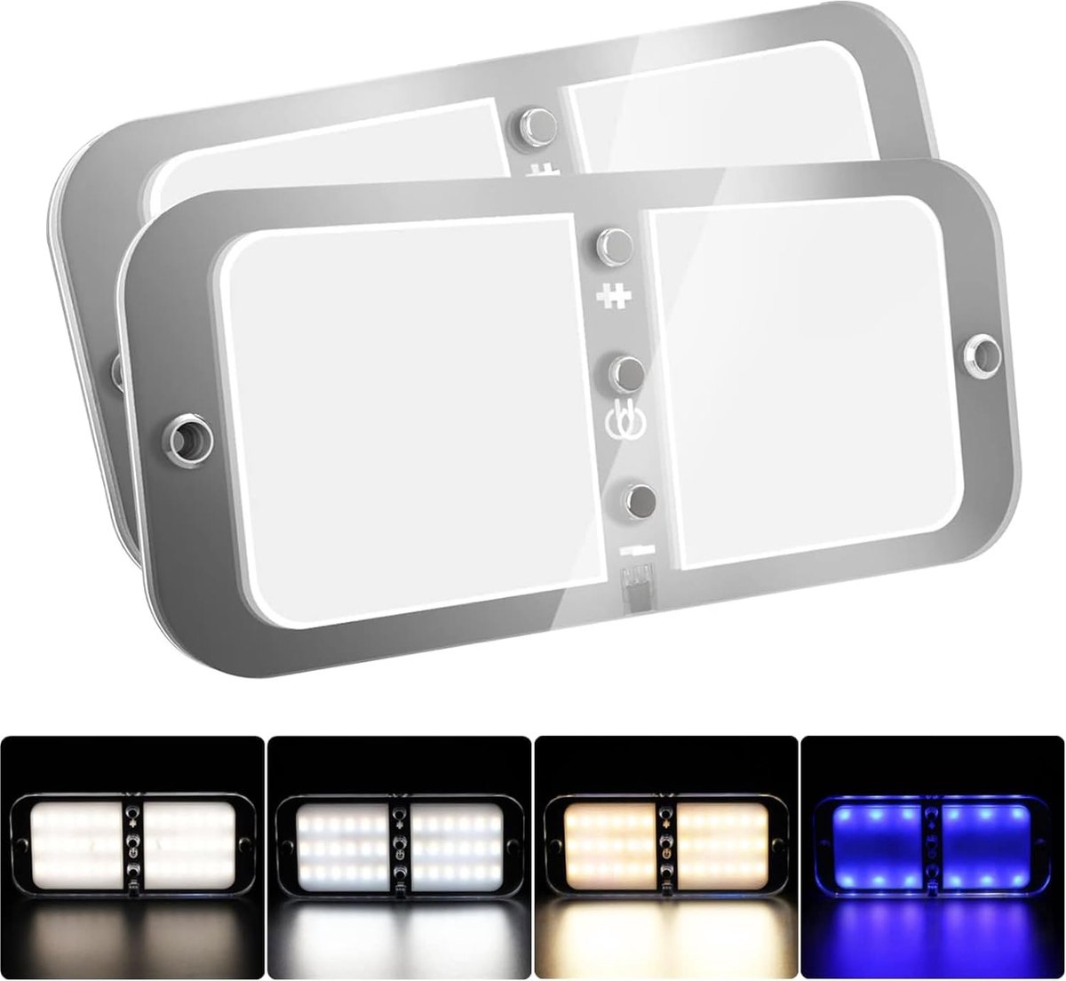 SnelShoppen - LED Plafondlamp 12V 72 LEDs Dimbaar 800 Lumen Met Schakelaar/afstandsbediening Voor Caravans, Voertuigen, Boten, Camping, Binnenverlicht
