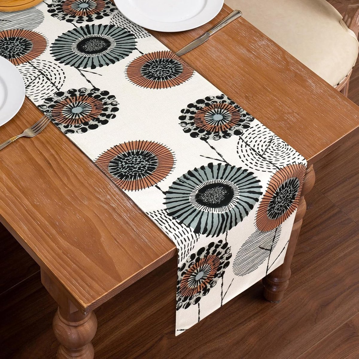 SnelShoppen - Table Runner Wasbare Tafelkleed 32 x 120 cm - Moderne Bloemen Planten Vintage Decoratie voor Eetkamer Keuken Trouwfeest Verjaardag Buite