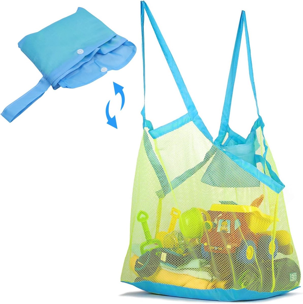 SnelShoppen - XXL Strand Speelgoed Tas, Robuuste Net Tas voor Zand Speelgoed, Ideaal voor Gezinnen, Ventilerende Strandtas van Oxford en Nylon, Perfec