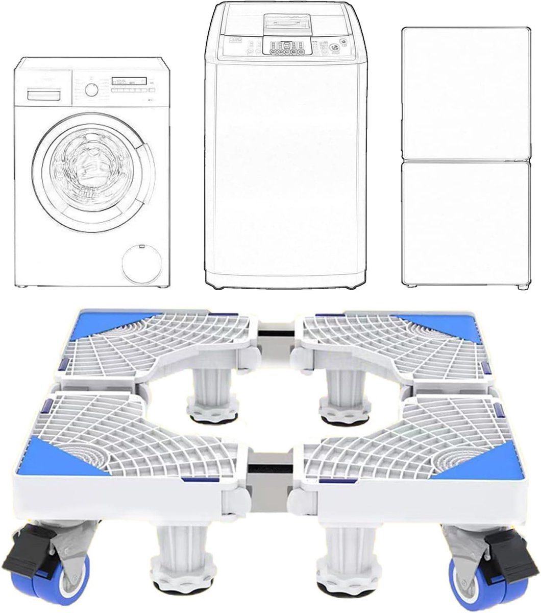 SnelShoppen - Wasmachine pad, uitbreidbare basis 41-64 cm, voor droogtrommel, koelkast, hoge weerstand, schokabsorptie, geluidsreductie, energieklasse
