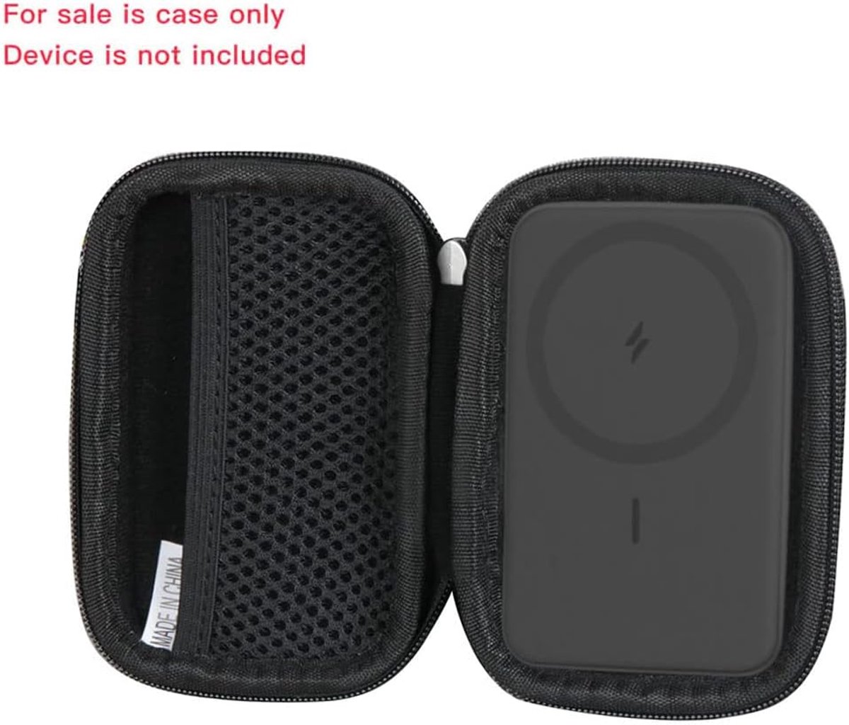 SnelShoppen - Hard Travel Case voor Power Bank, Draagbare Oplader, 5000mAh, EVA, Zwart, Beschermhoes voor Magnetische Draadloze Oplader, Ideaal voor R