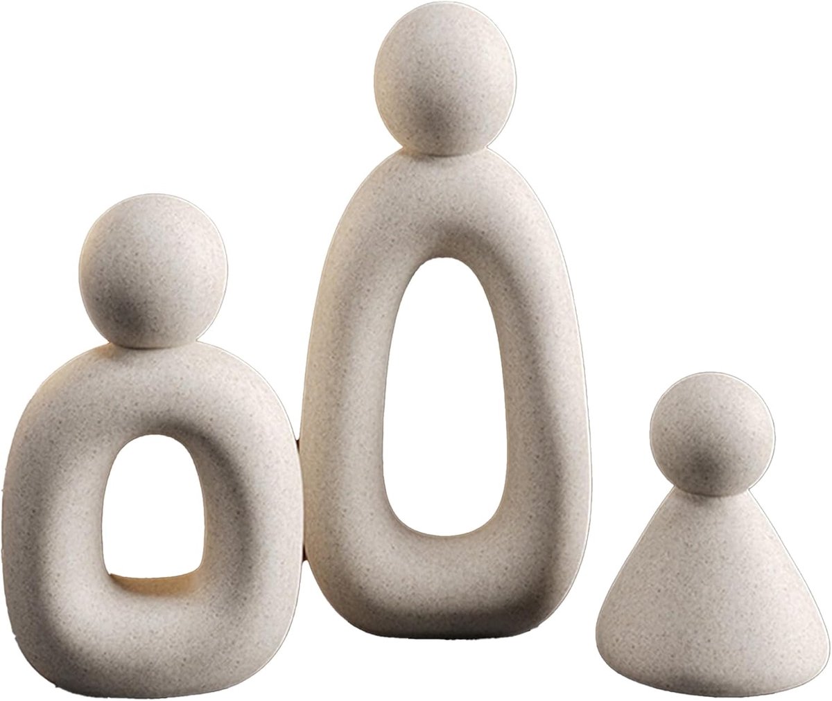 SnelShoppen - Abstracte Familie van 3 Figuren Sculpturen voor Thuisdecoratie - Moderne Witte Beelden voor TV Stand, Boekenplank, Cadeau voor Feestdage