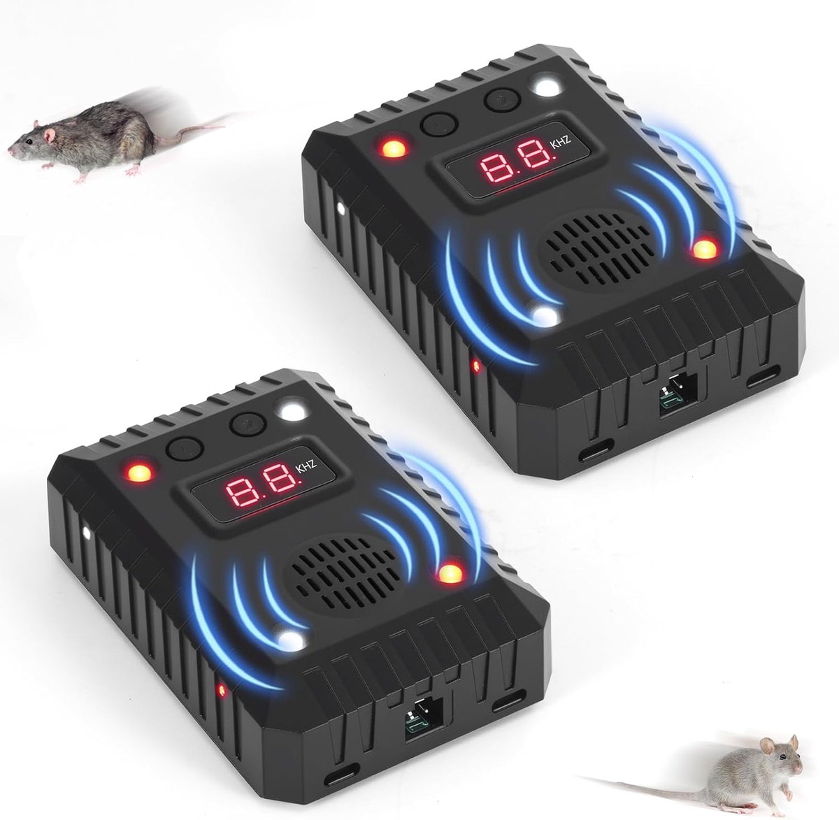 SnelShoppen - Ultrasonic Muizen- en Marterafschrikker voor Auto - Efficiënte Langdurige Bescherming met Multi-Frequentie Geluid en Flitslicht - Perfec