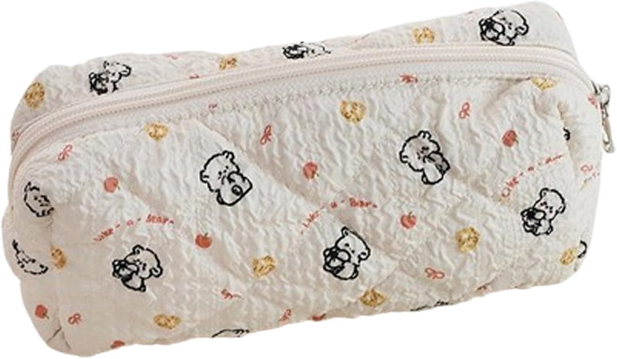 SnelShoppen - Multifunctionele Pennenetui voor Meisjes, Beige, Met Ruimte voor Kantoorbenodigdheden en Cosmetica, Ideaal Cadeau voor School en Werk
