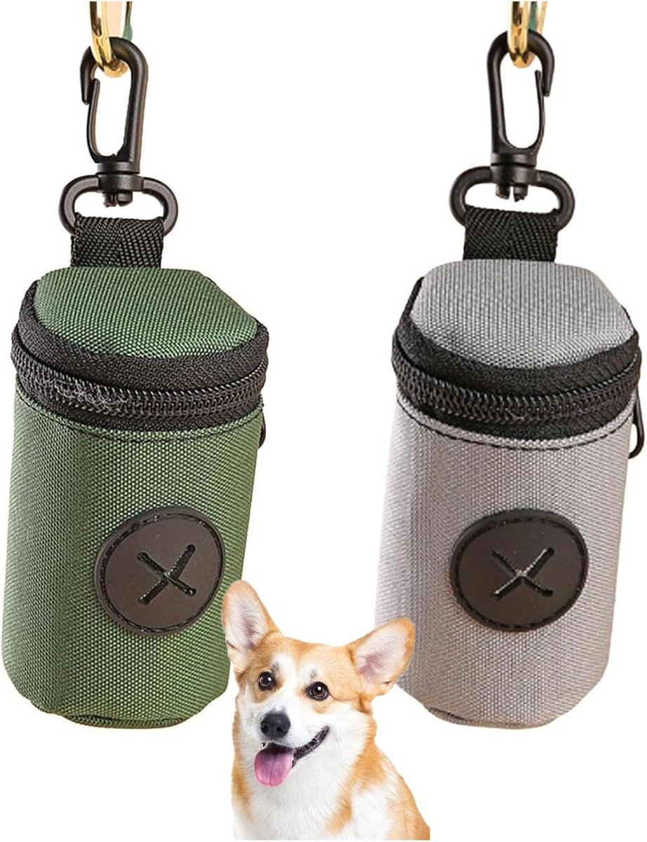SnelShoppen - Dog Poop Bag Holder 2 Stuks - Handsfree Hondenpoepzakdrager met Clip - Lichtgewicht Waterdicht en Draagbaar voor Wandelen, Hardlopen, Ka