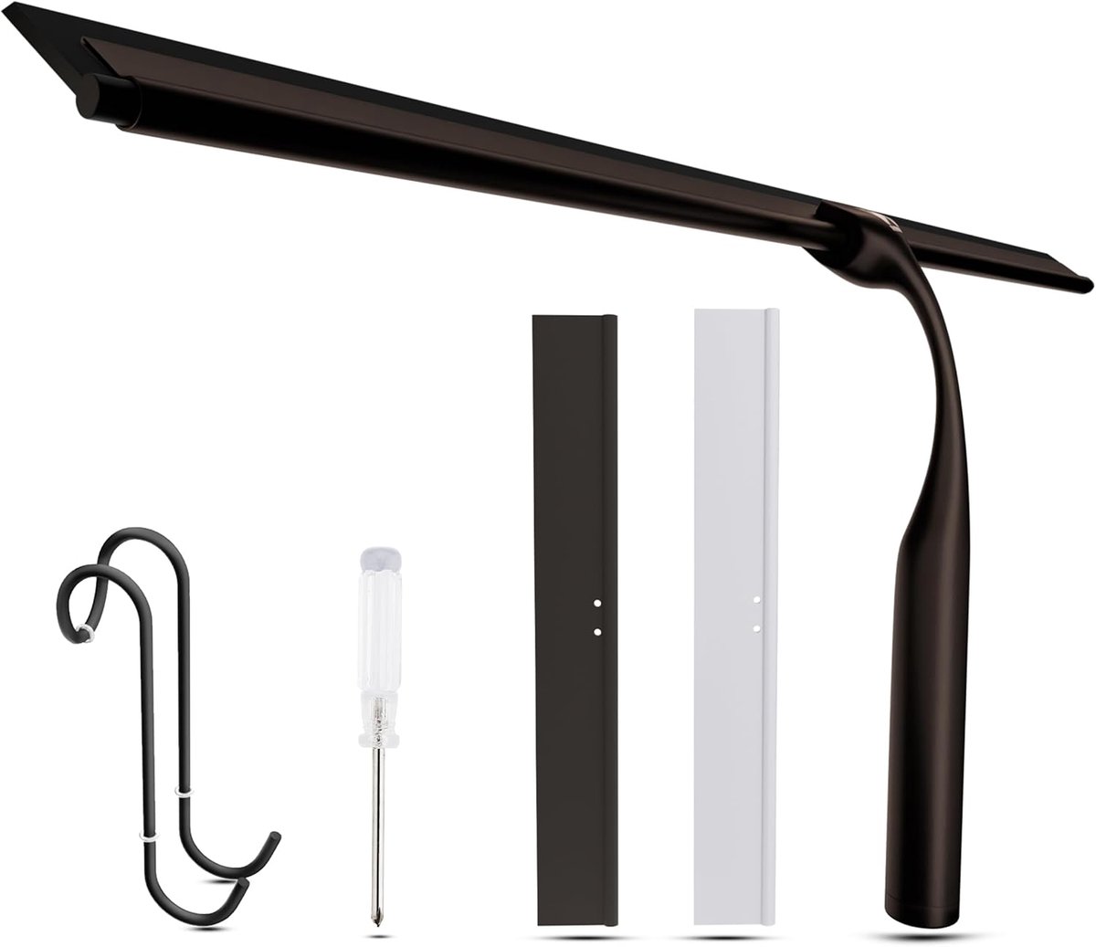 SnelShoppen - 40cm Douche Wiper Set van 6 - Grote Bronzen Ruitenwisser voor Douchedeuren en Glad oppervlak - Inclusief 2 Vervangende Siliconen Tabs