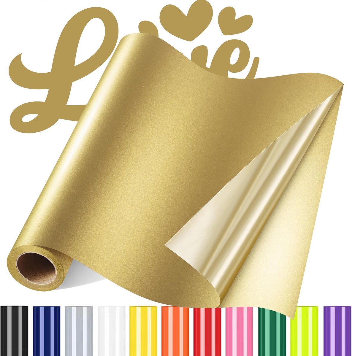 SnelShoppen - Vinyl Iron on Textile Gold 12 x 72 Inch - Strijk Vinyl voor T-Shirt, Tas, Hoed - DIY Gifts - PU Materiaal, Sterke Hechting, Elastisch, P