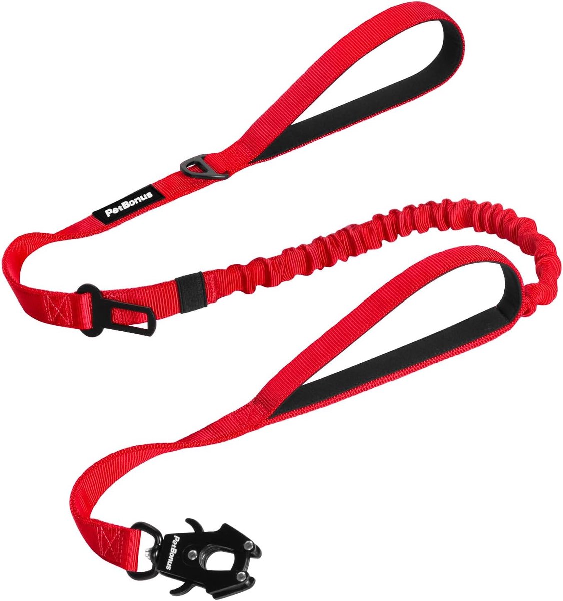 SnelShoppen - Heavy Duty Bungee Hondenlijn 1.5m - Tactical Dog Leash met 2 Gevoerde Handgrepen, Autogordel, Geen Trek Training voor Grote en Middelgro