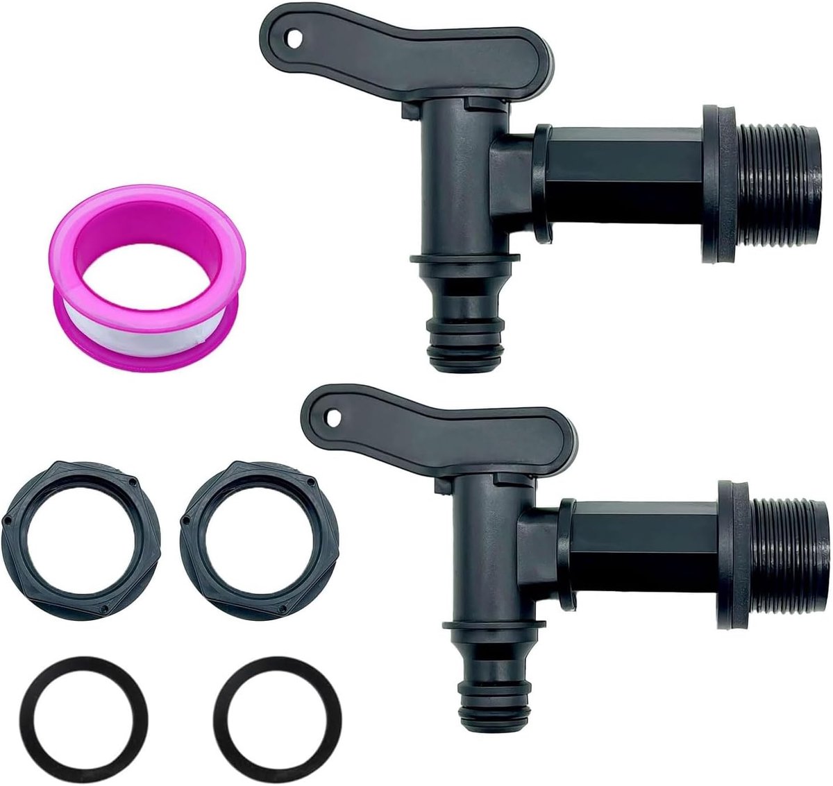 SnelShoppen - Set van 2 3/4 Inch Plastic Vervangende Kraan voor Regenwater, Afvoer Tap met Seal, Ideaal voor Tuin, Industrie en Thuisgebruik