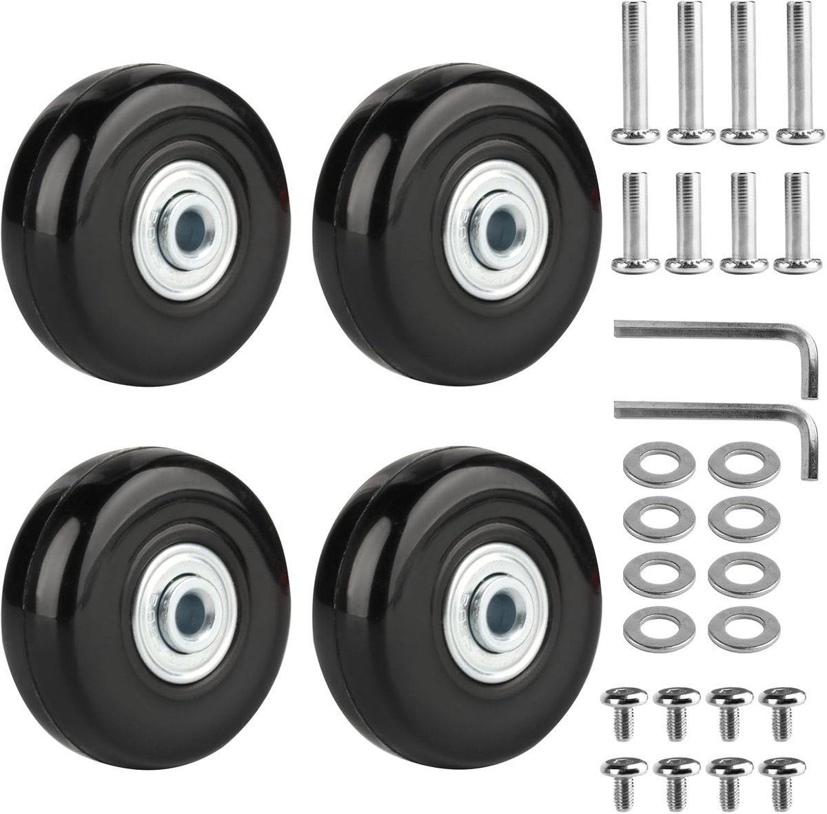 SnelShoppen - 4 Stuks Vervangende Koffers Wielen 50x18mm, Duurzame Rubber Vervangingswielen voor Koffers, Geschikt voor Luchtvaart en Reizen