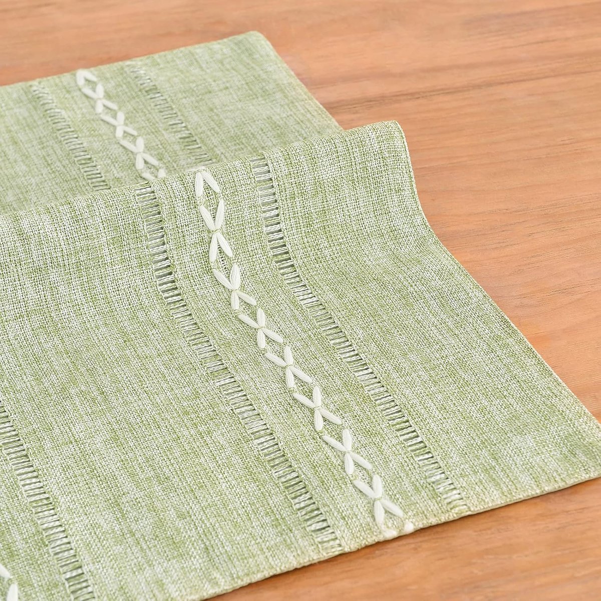 SnelShoppen - Set van 4 Wasbare Placemats 30x45cm in Saliegroen - Katoen Linnen Tafelonderzetters voor Keuken, Eetkamer, Feest en Tuin