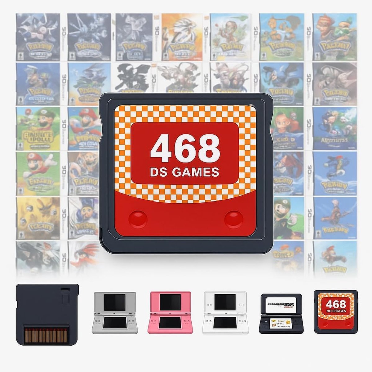 SnelShoppen - 468-in-1 Spelcassette voor DS, NDS, NDSL, NDSi, 3DS, 2DS XL - Retro Gamekaart, Multigame Cartridge, Handheld Console, Alles-in-één, Perf