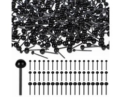 SnelShoppen - 300Pcs Glazen Veiligheidsogen 2/3/4mm Zwarte Bonen Ogen voor DIY Naaldvilt Beren, Pluche Dieren, Poppen, Decoys en Handwerk