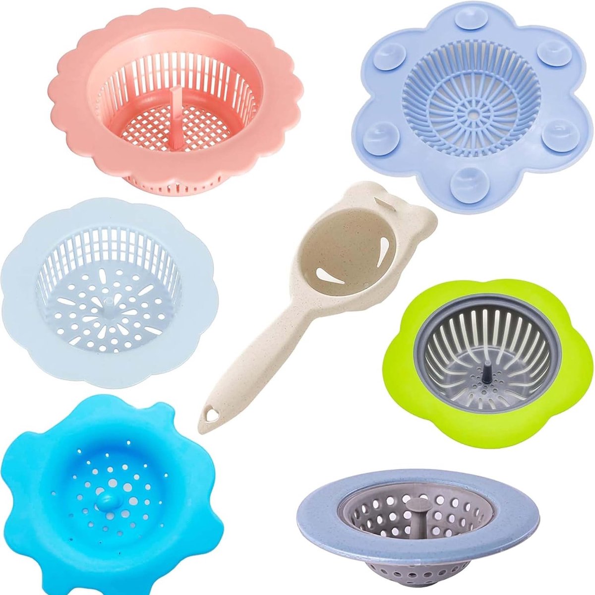 SnelShoppen - 7pcs Acryl Gieten Zeef Set - Silicone & Plastic - DIY Schilderen en Tekenen Tools - Ideaal voor Bloemen, Douche en Bad