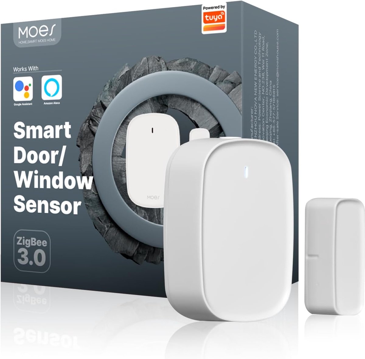 SnelShoppen - ZigBee Hub Draadloze Deur- en Raamsensor, Slim Alarm Systeem Detector, Compatibel met Tuya, Alexa en Google Assistant, Real-time Monitor
