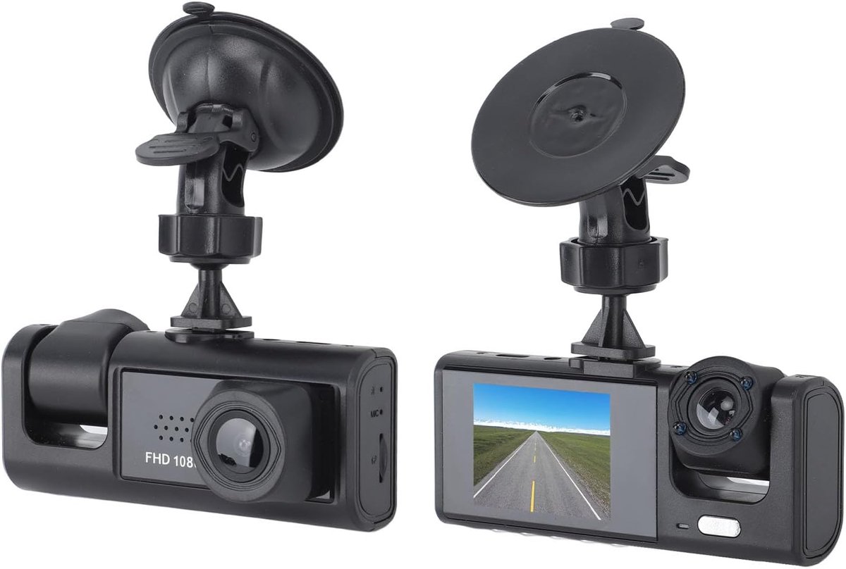 SnelShoppen - Dual Dash Cam Voor en Achter Camera 1080P HD Auto Recorder met 3IN Scherm, Parkeerbewaking, Loopopname, G-Sensor, Nachtzicht Dashboard C