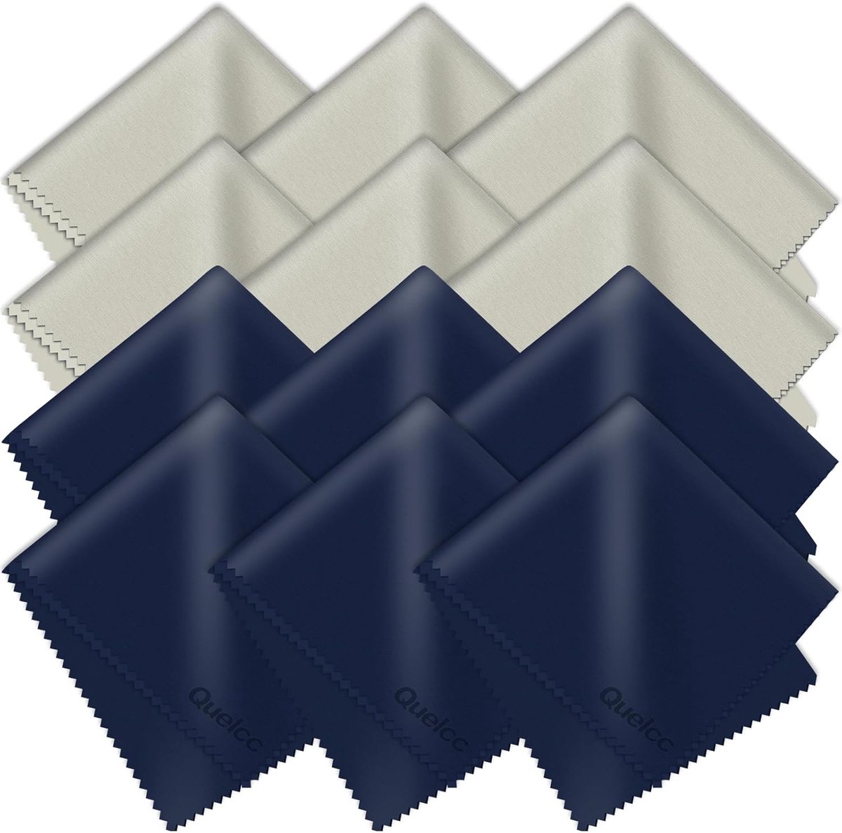 SnelShoppen - 12x Microfibre Glazen Poetsdoeken - Opticien Kwaliteit - 15x18 cm - Blauw & Grijs - Voor Brillen, Camera's, Mobiele Telefoons, Tablets
