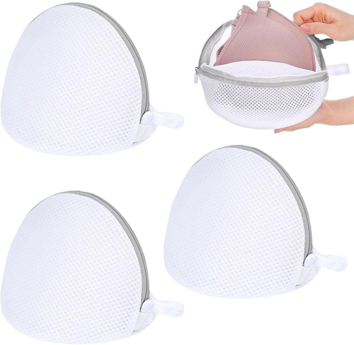 SnelShoppen - Pack van 3 waszakken voor bh's, sneldrogende waszakken voor wasmachine, bh-bescherming met rits, waszakken voor bralette en lingerie, ad