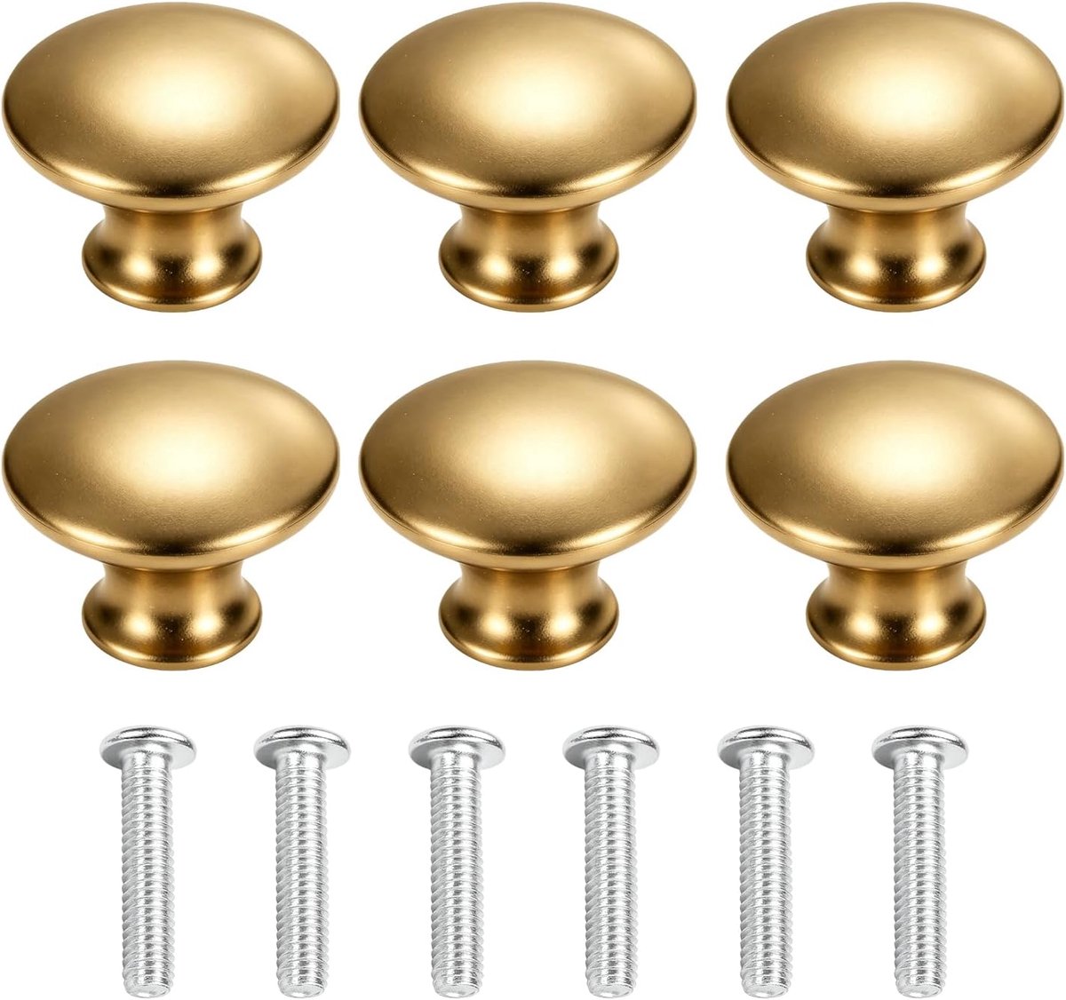 SnelShoppen - 6 Pcs Gouden Keuken Kast Handgrepen, Roestvrijstalen Deurklinken voor Lades, Meubelgrepen met Schroeven voor Kasten, Kleerkasten en Keuk
